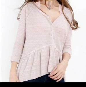 Free People Coastline Henley Peplum Top M